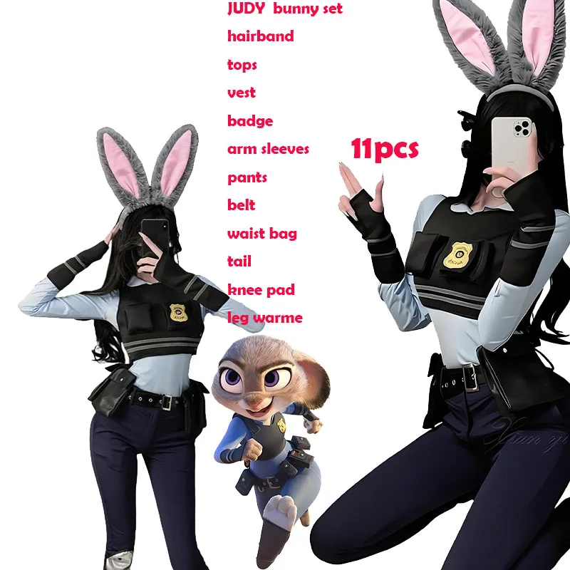 

Anime Crazy Zoo Cosplay Costume ‌Judy Hopps badge waist equipment underwear pants cuteness officer Full Set for Party Restor