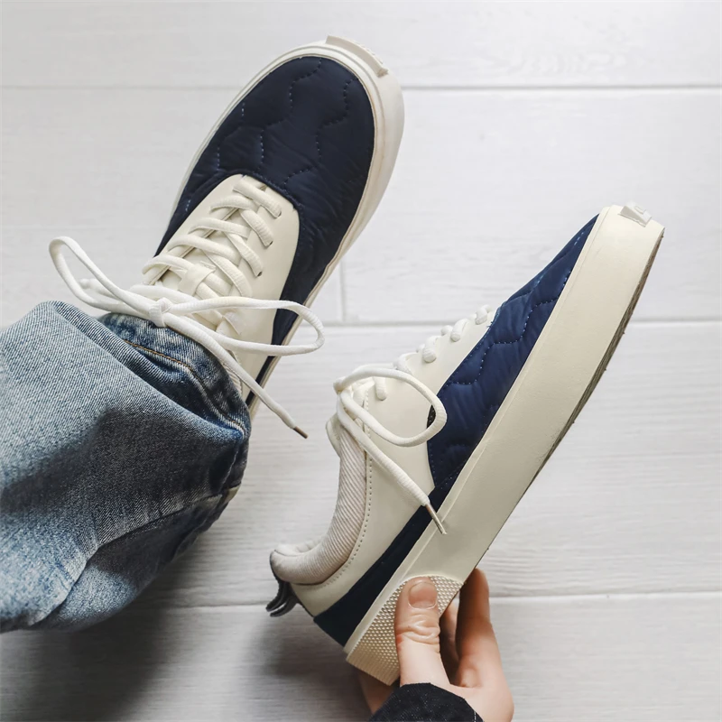 Spring and Autumn Men\'s Casual Canvas Shoes Waterproof Cloth Breathable Low Top Vulcanized Shoes Flat Jogging Sneakers