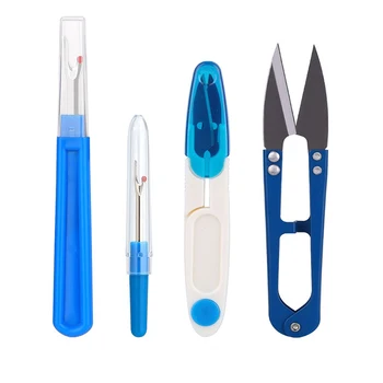 4PCs 재봉 솔기 절단 키트 다채로운 재봉 스티치 실 피커 및 솔기 리퍼&실 커터 가위 재봉용 실 제거