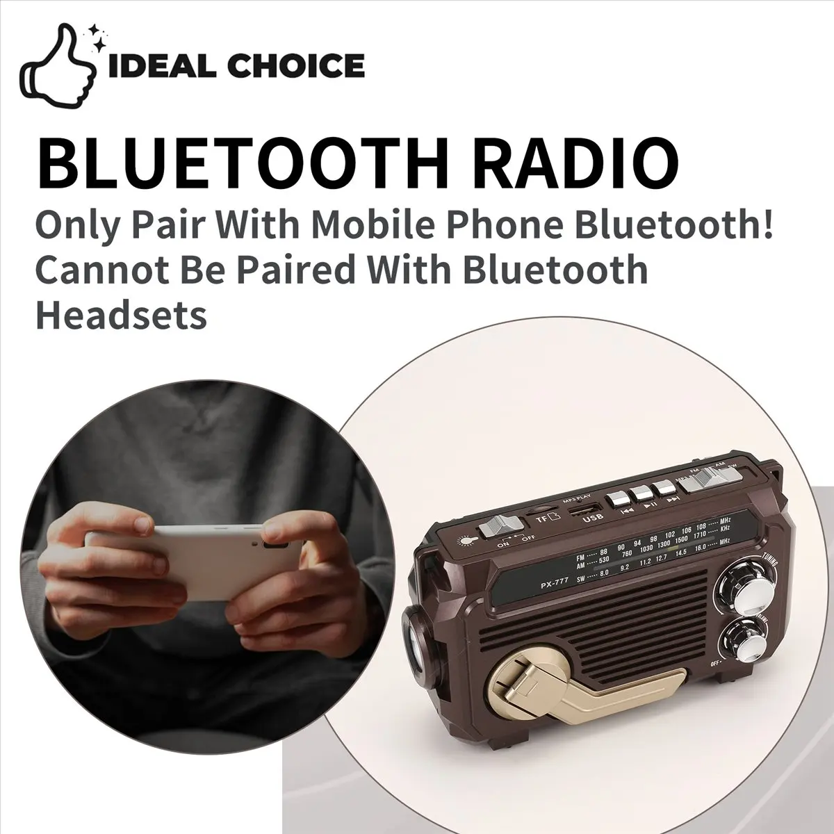A64K Radio Hand Crank Power Generation Solar Charging Three-Band Bluetooth Card MP3 Multifunction Play Radio