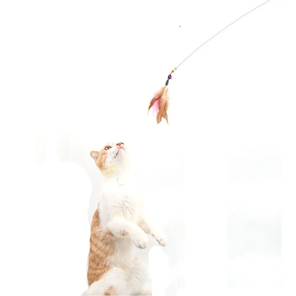 Feather Bell Bead Cat Toy Indoor Play Kitten Catch Cat Teaser Wand Chew Rod Pet Supplies Cats Teasing Stick