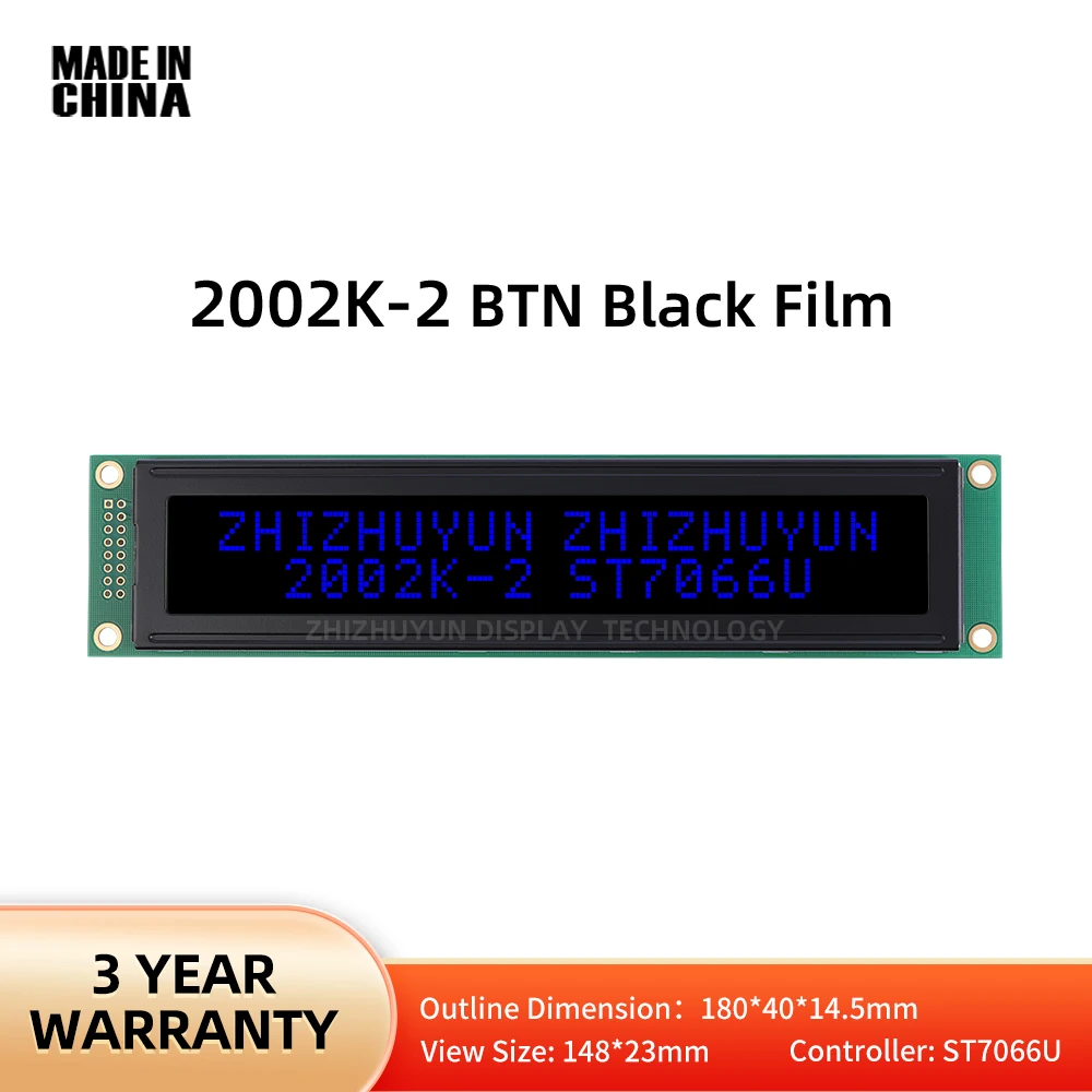 Large Screen 2002K-2 LCD Module With Built-In SPLC780D HD44780 Controller BTN Black Film And Blue Text