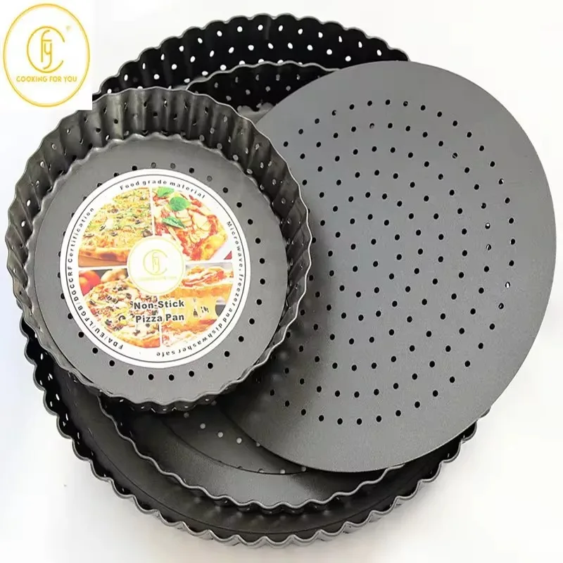 5/6/7/8/9/10inch Iron Material Non-stick Cake Pans PIZZA Pan Household Baking Pan Baking Mold  Loose Bottom Baking Tray Bakeware