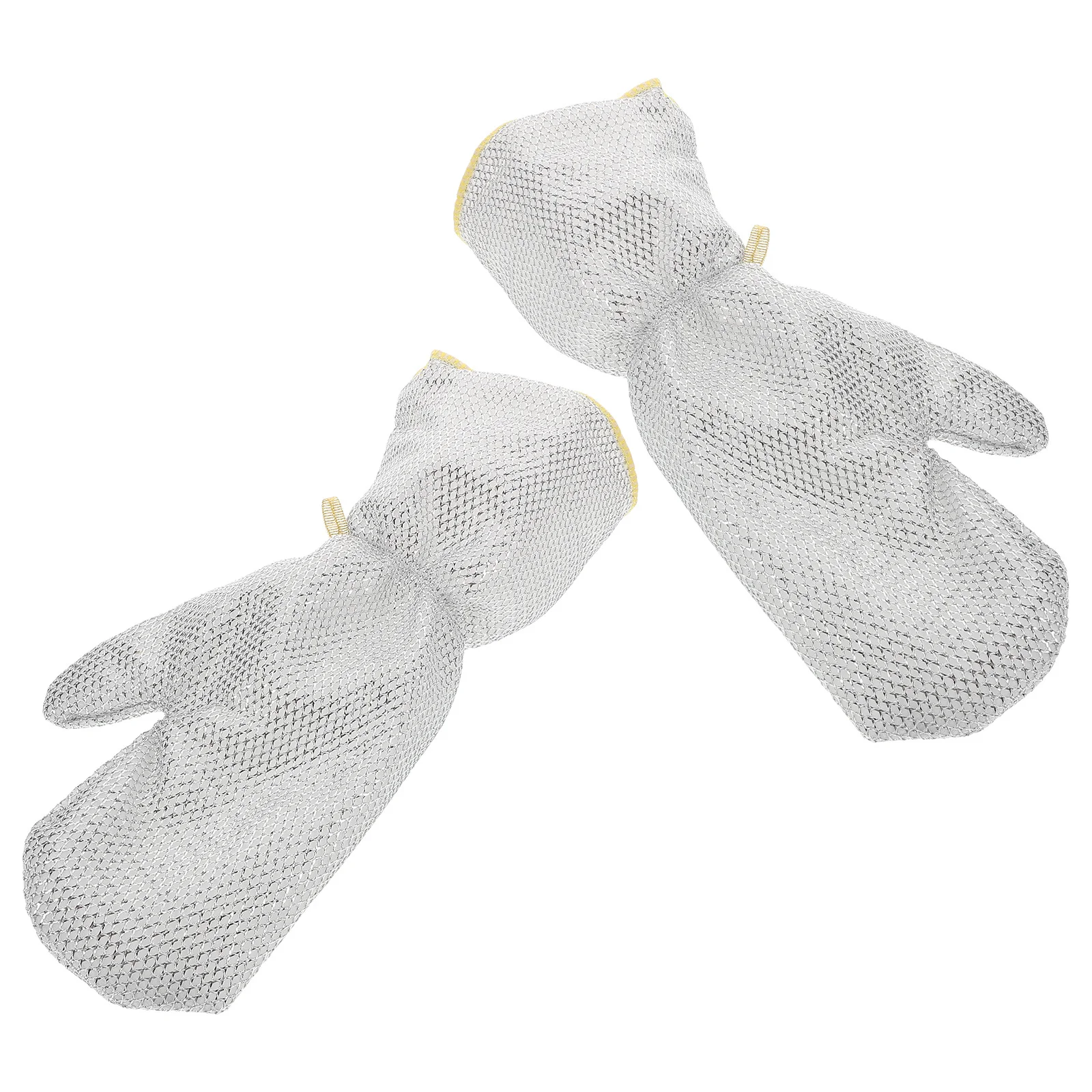 

2Pcs Silver Wire Mesh Gloves Heat Resistant Waterproof Heavy Duty Long Cuffs Non Slip Dishwashing Kitchen Cleaning Gloves