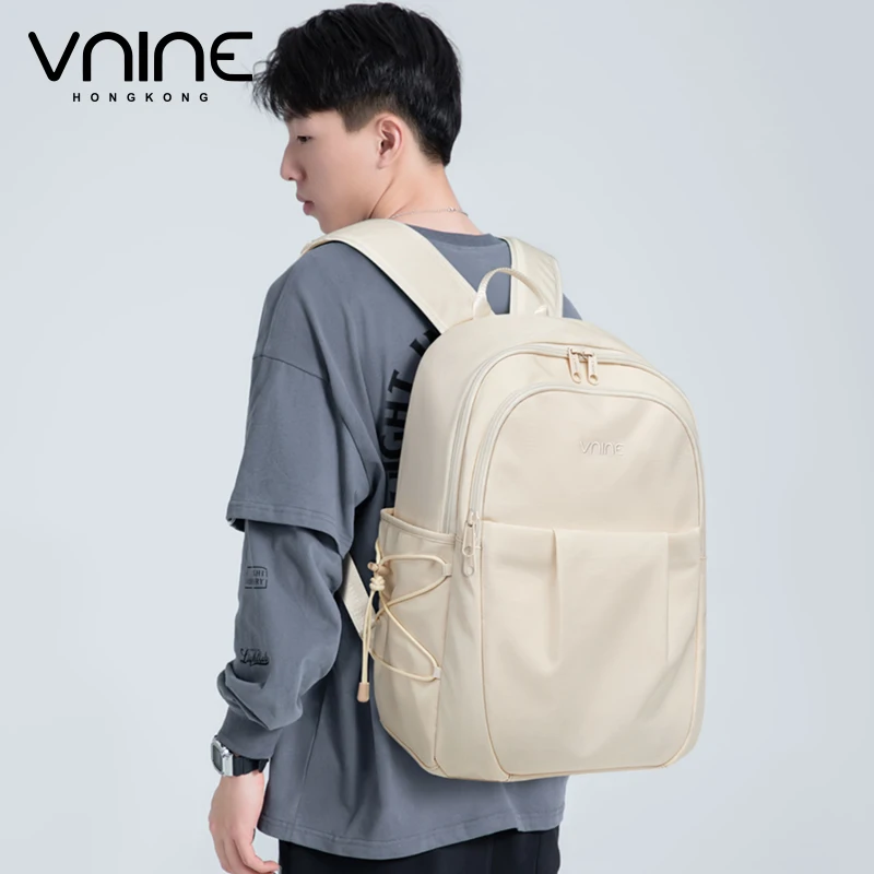 V.NINE Women Backpack Bags Elegant Nylon Backpacks Men 15 inch Laptop Compartment Waterproof Lightweight Unisex Back Pack Solid