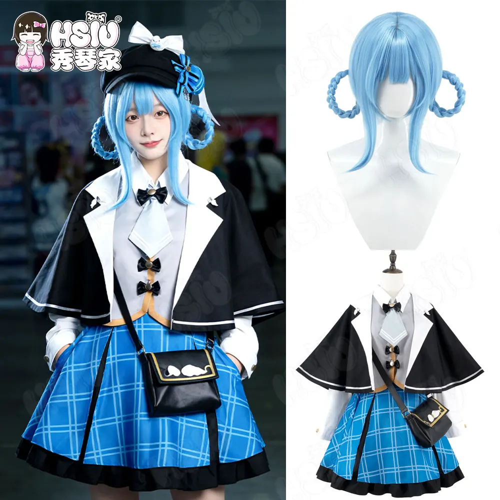 

Костюм для косплея Тачибаны Шери, парик из синтетического волокна, синий короткий парик, комплект с клетчатой юбкой, костюм для косплея волшебницы, ведьмы, для ролевых игр.