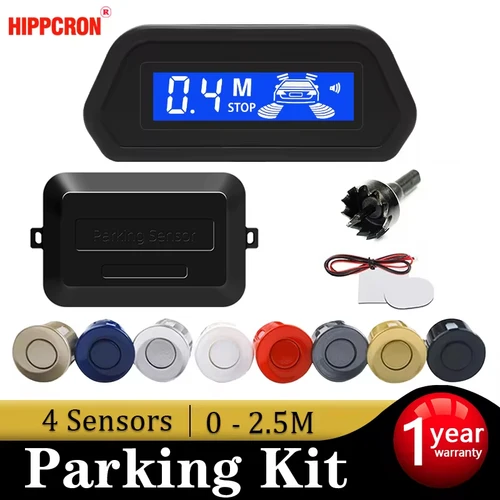 Sensor de aparcamiento de coche Hippcron con Monitor LED inverso Parktronic automático, sistema de detección de Radar de 4 sensores, pantalla de retroiluminación