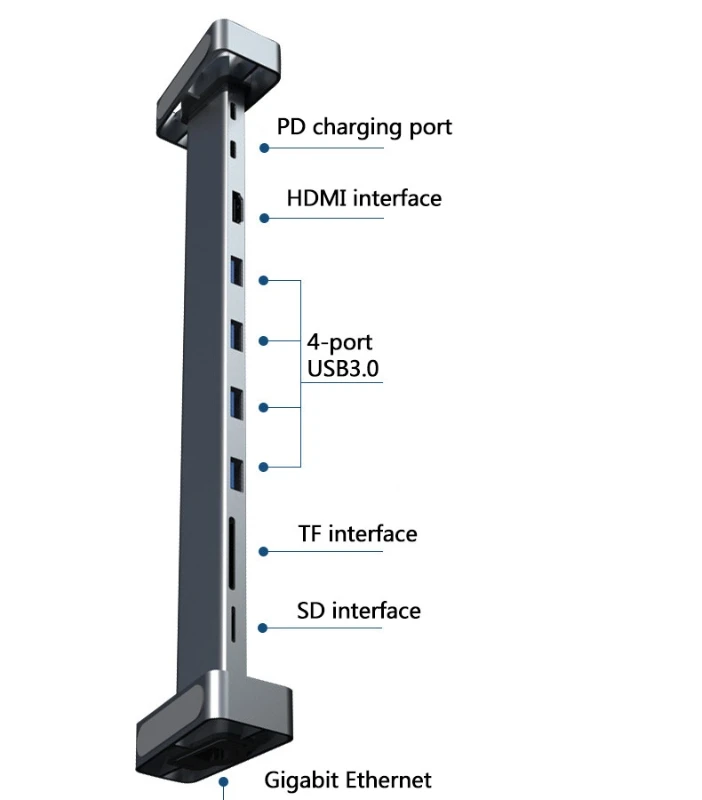 Hub USB tipo 9 en 1, USB 3,0, Compatible con Rj45, divisor rápido PD soporte para PC