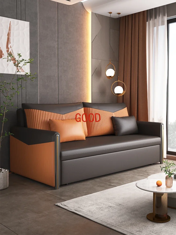 Light luxury multi-functional sofa bed foldable technology cloth dual-purpose