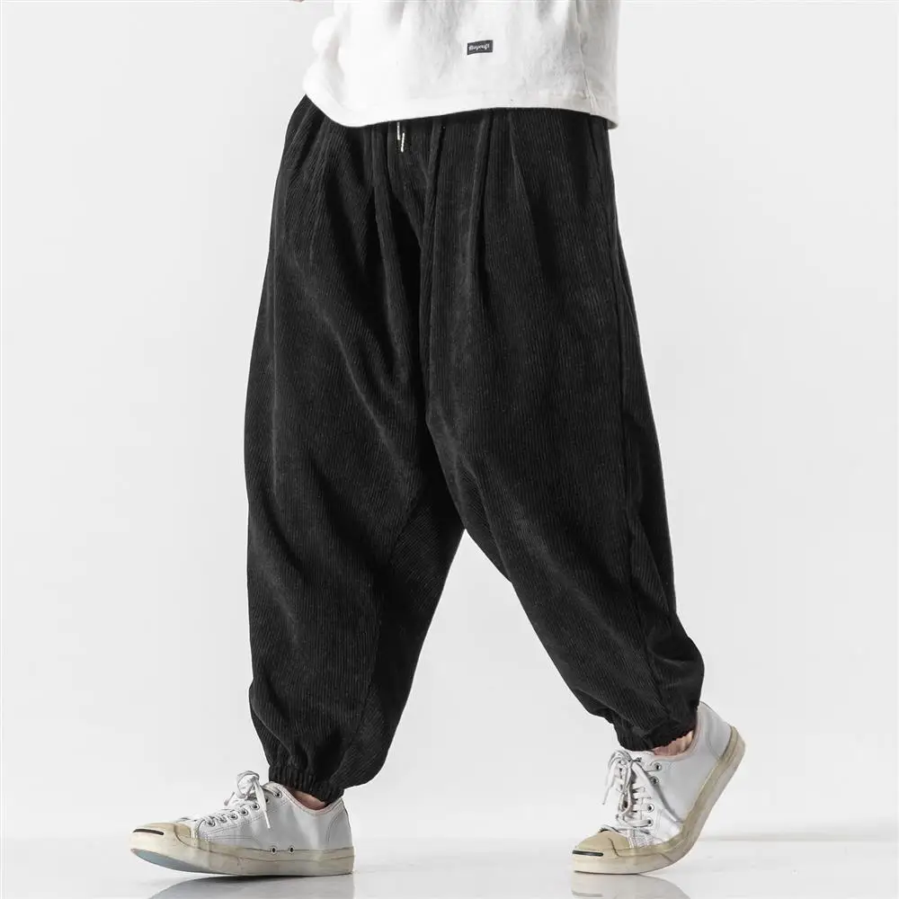 Casual Pants for Men Loose Fit Plus Fat Plus Plus Size Fat and Ankle Tied Pants Men's Trendy Brand Wide Leg Lantern Pants