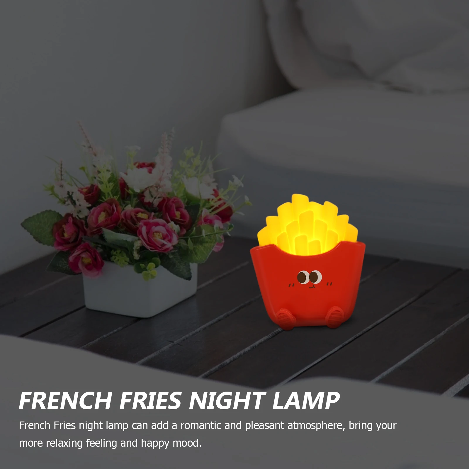 

French Fries Night Lamp Red Creative Cartoon Bedside Table Light Birthday Gift Home Decor Small Night Light Charging LED