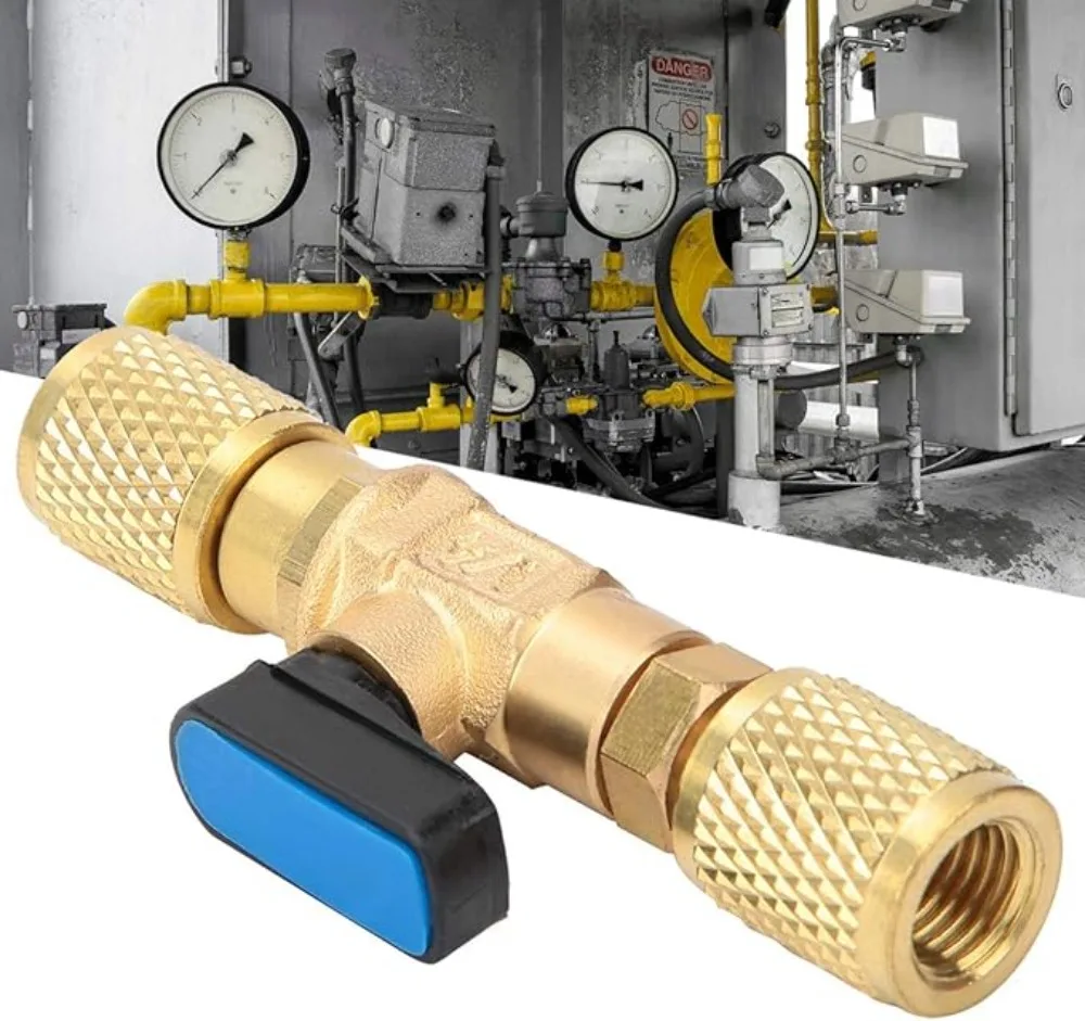Brass Refrigeration Ball Valve Adapter Refrigerant Ball Valve Connector G1/4''