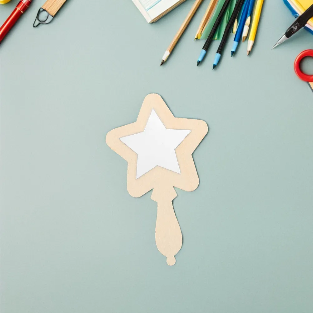 20Pcs Kids Wooden Mirror Craft Unfinished Smooth Surface DIY Painting Handheld Small Vintage Style Safety Mirror for Children