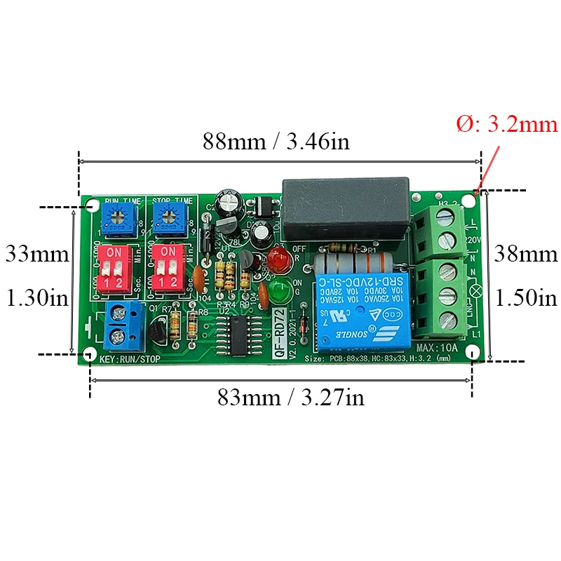 AC 110V 220V 230V 10A Dual Time Adjustable Cyclic On-Off Delay Relay Module NC NO Relay Switch for Electrical Control Systems