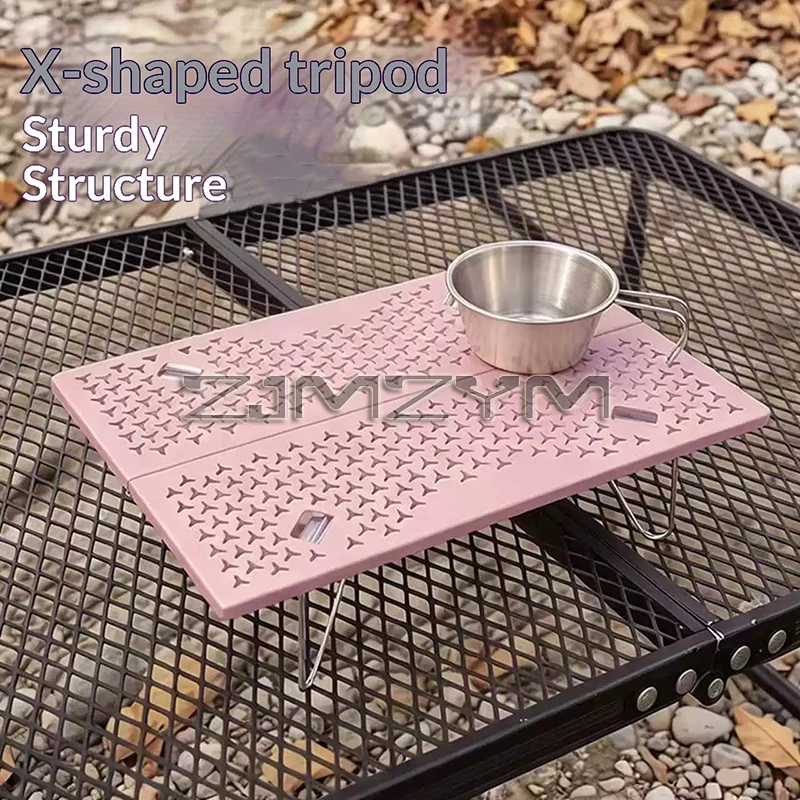 Compact Aluminum and Stainless Steel Camping Side Table, Fold Up Camp Cooking Table for Kitchen, BBQ, Festival and Garden