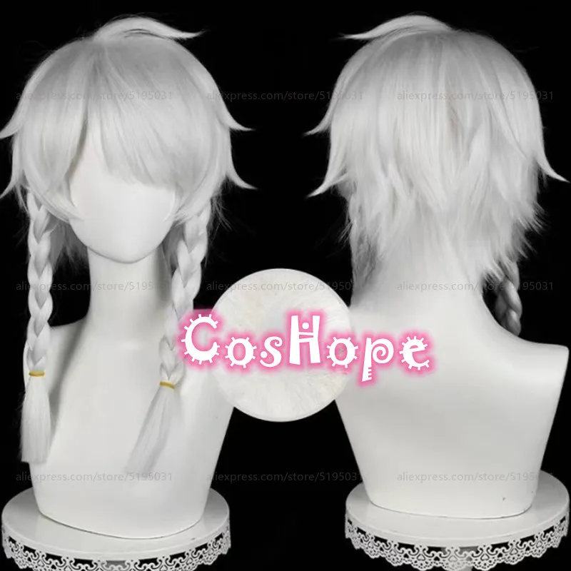 Prophet Eli Clark Cosplay Wig 45cm Long Pre Braided Silver White Wig Cosplay Anime Cosplay Wig Heat Resistant Synthetic Wigs