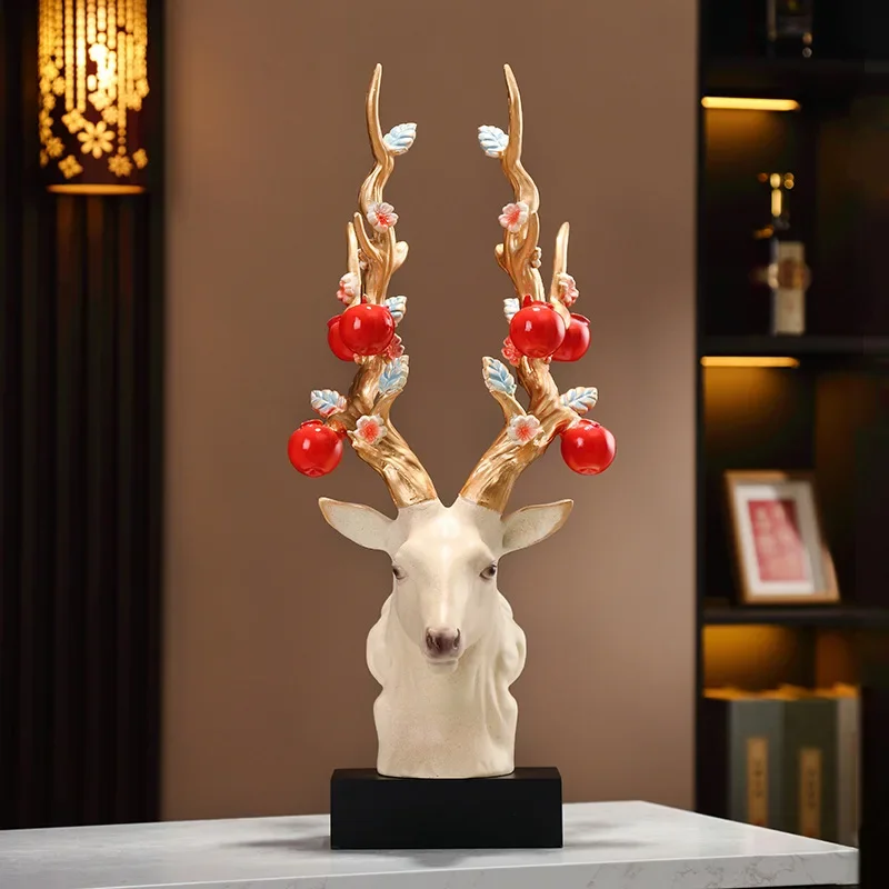 

High-end plum blossom deer head art ornament High-end living room niche decoration