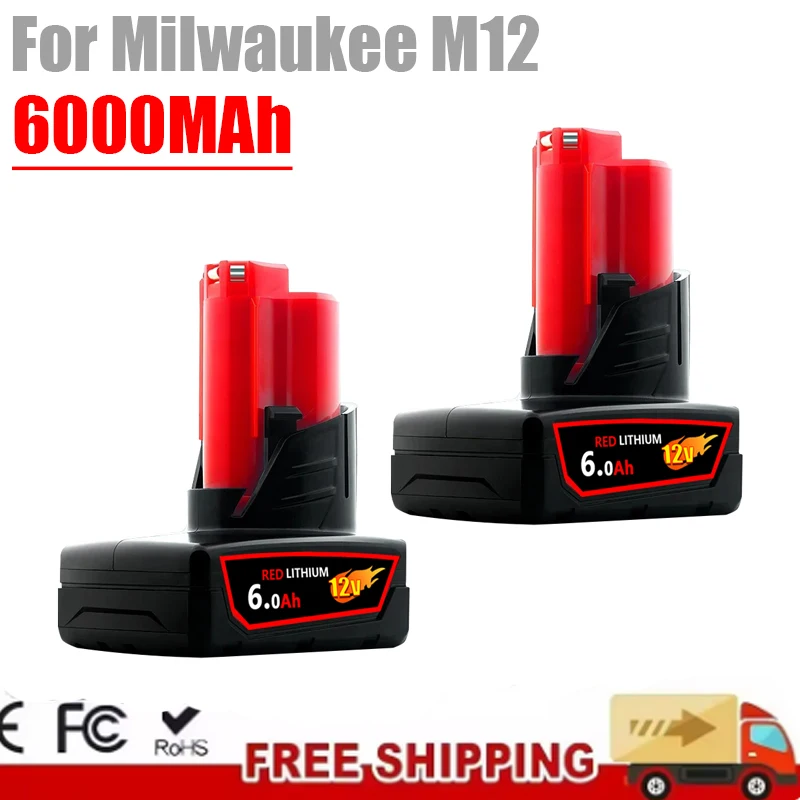 

2026 Новый аккумулятор для электроинструмента Milwaukee M18 M12 XC 12 В 18 В 6 Ач 12 Ач M18B5 48-11-1815 10C Разряд, с сильной мощностью