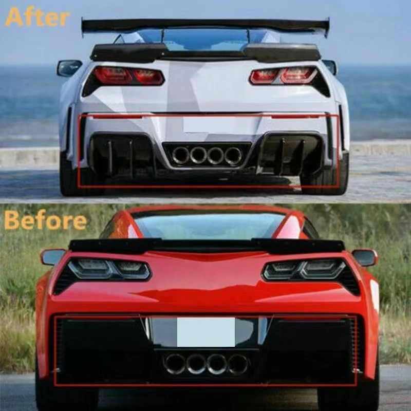 4Pcs Car Rear Bumper Diffuser Universal Back Bumper Spoiler Splitter Car-Styling Accessories For 2014-2019 Chevrolet Corvette C7