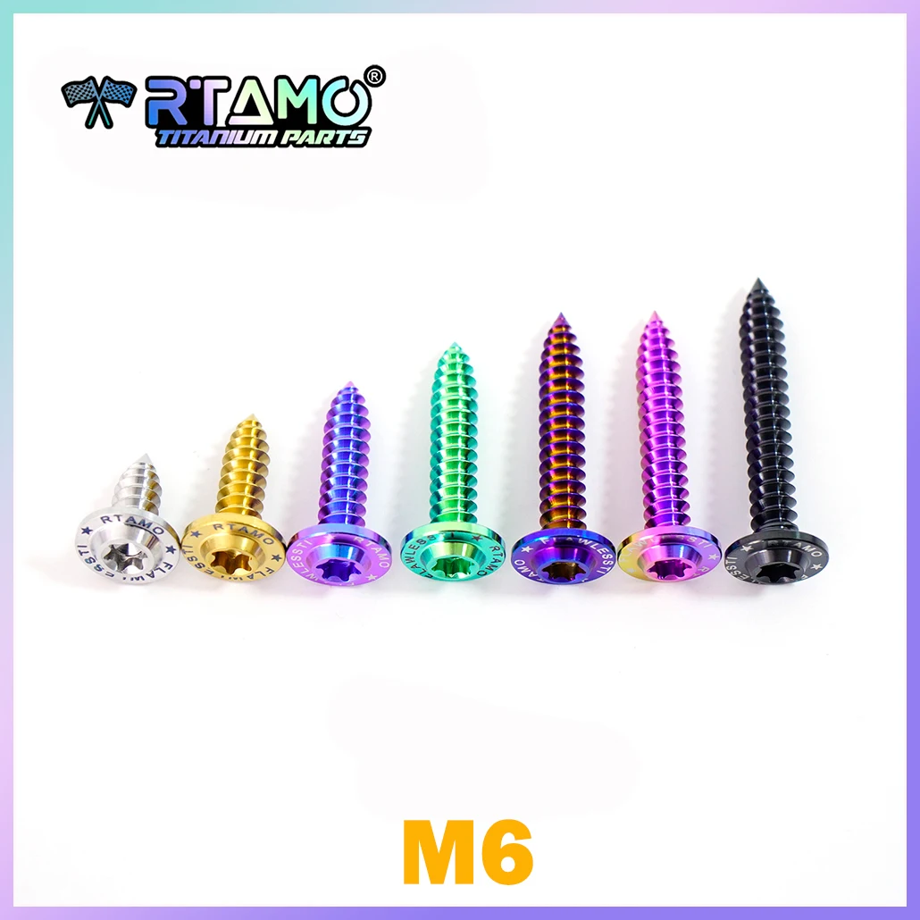 

RTAMO Титановый болт Gr5 M6X15/20/25/30/35/40, саморез высокой прочности для мотоцикла, велосипеда, автомобиля
