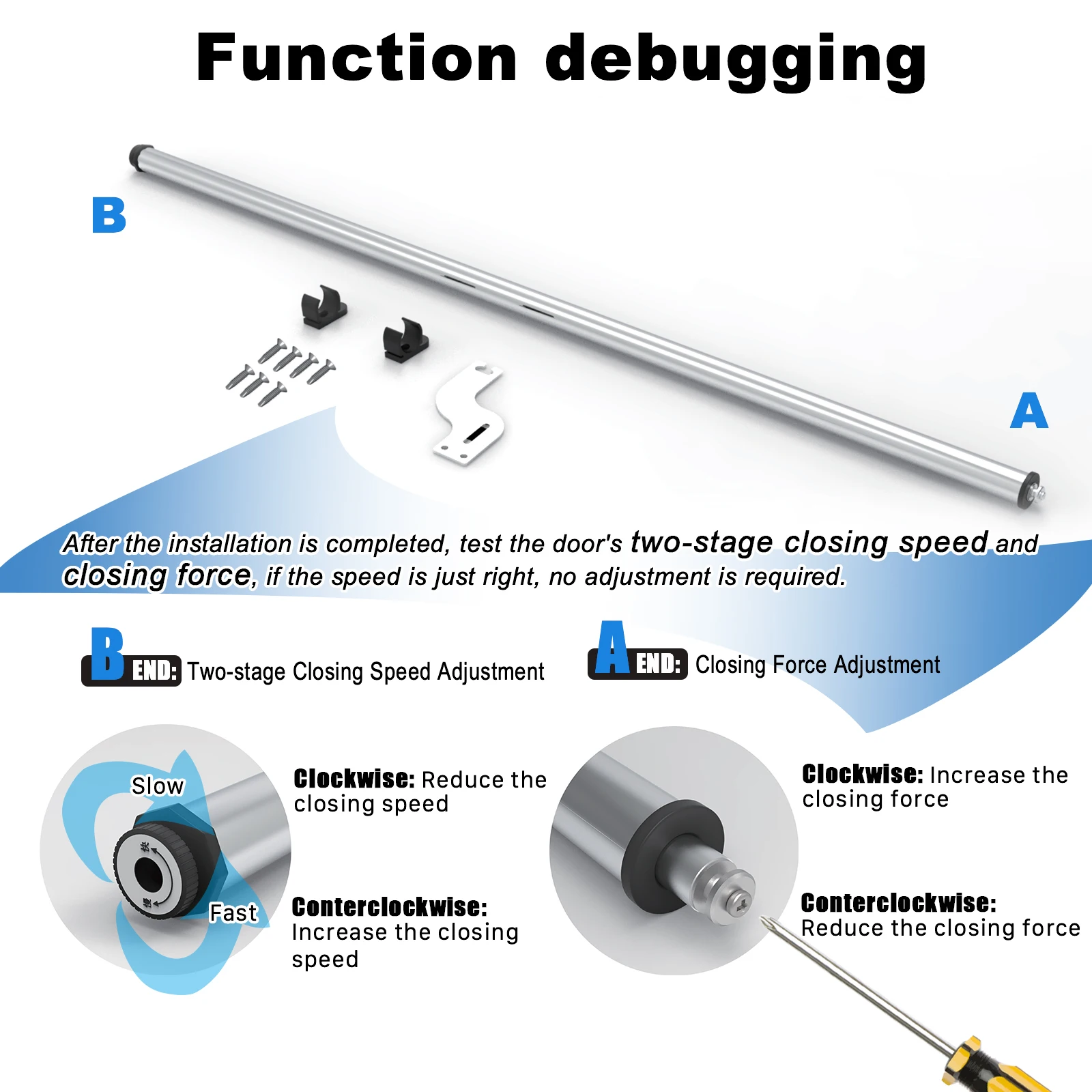 Sliding Door Closer, Sliding Patio Door Automatic Closer, with Hold Open Design