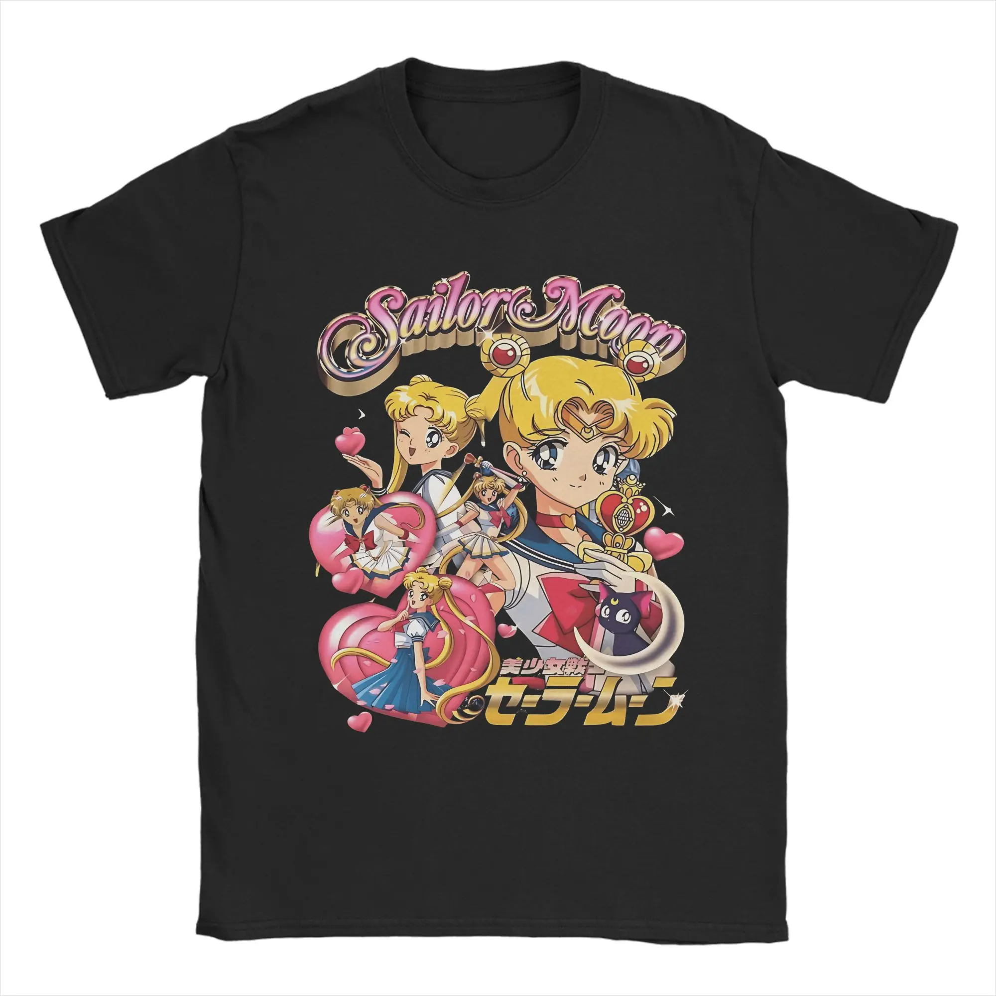 Oversized T-Shirt Summer Sailor Moon Usagi Tsukino Fashion T-Shirts  Pure Cotton Tshirt for Male Y2K Funny Wholesale Top Tees