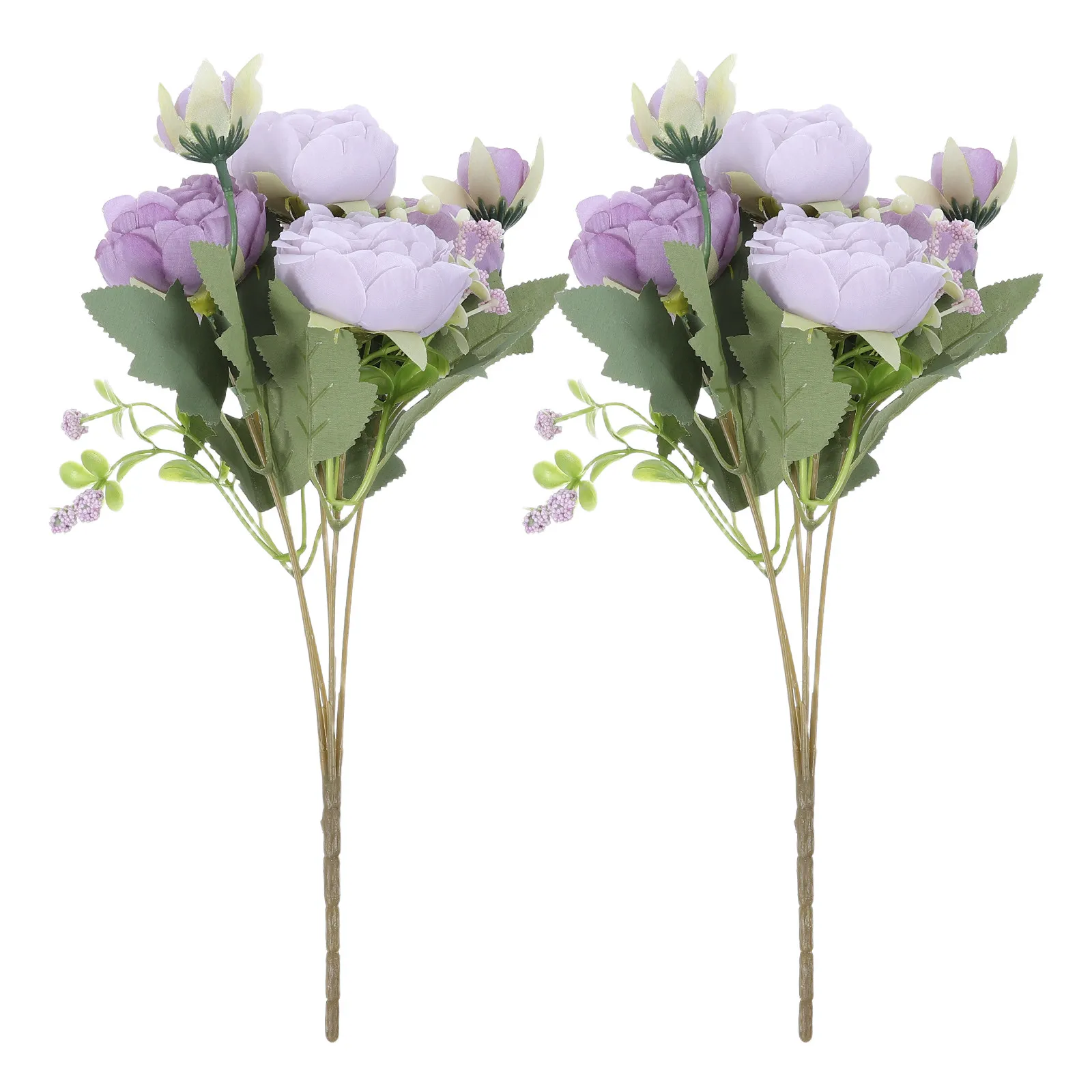 2Pcs Vintage Artificial Peony Flower Bouquets Faux Fake Peony Floral Arrangement for Vase Home Wedding Table Decor
