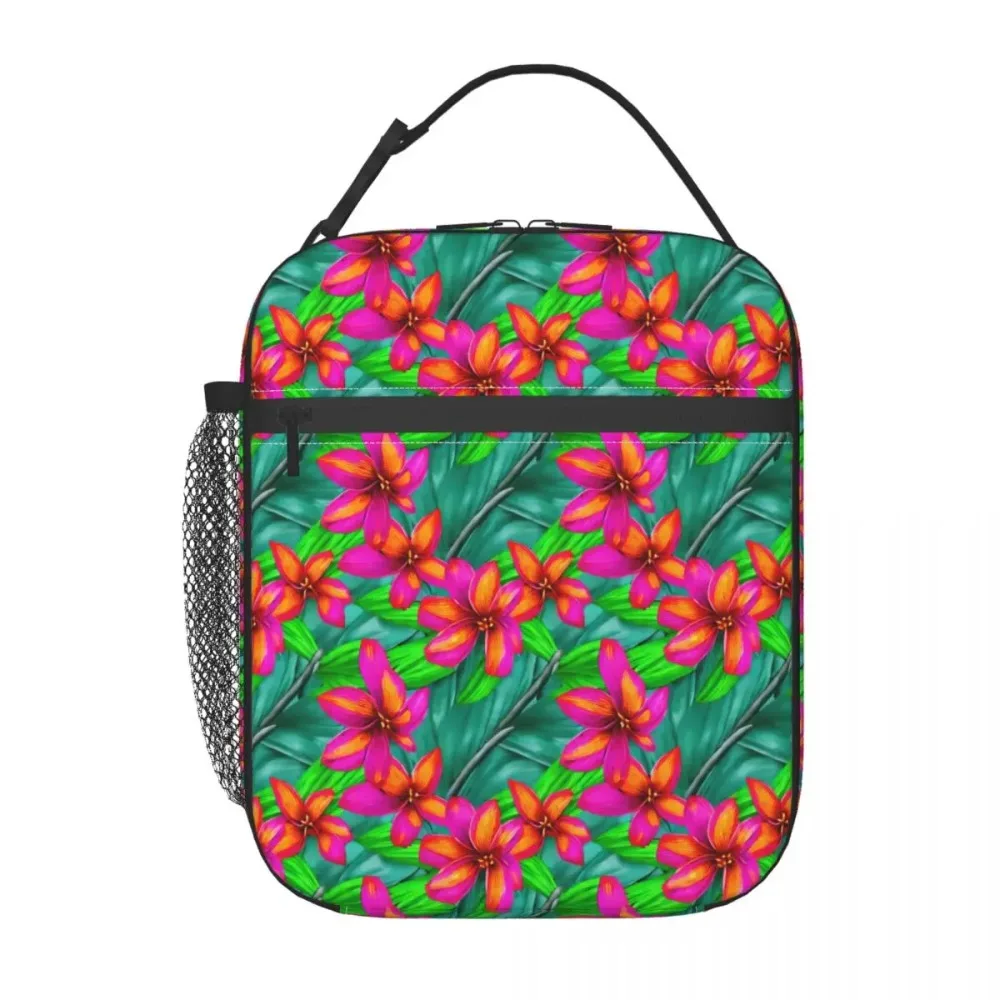 Lunch Bag Ropical Floral Portable Lunch Box For Student Paradise Print Picnic Cooler Bag Cute Waterproof Thermal Tote Handbags