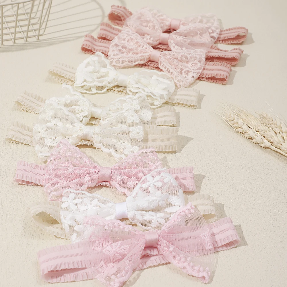 3 Buah/Set Hiasan Kepala Anak Ikat Rambut Elastis untuk Bayi Perempuan Ikat Kepala Ikatan Simpul Renda Lucu Turban Anak Aksesori Rambut Bayi Perempuan