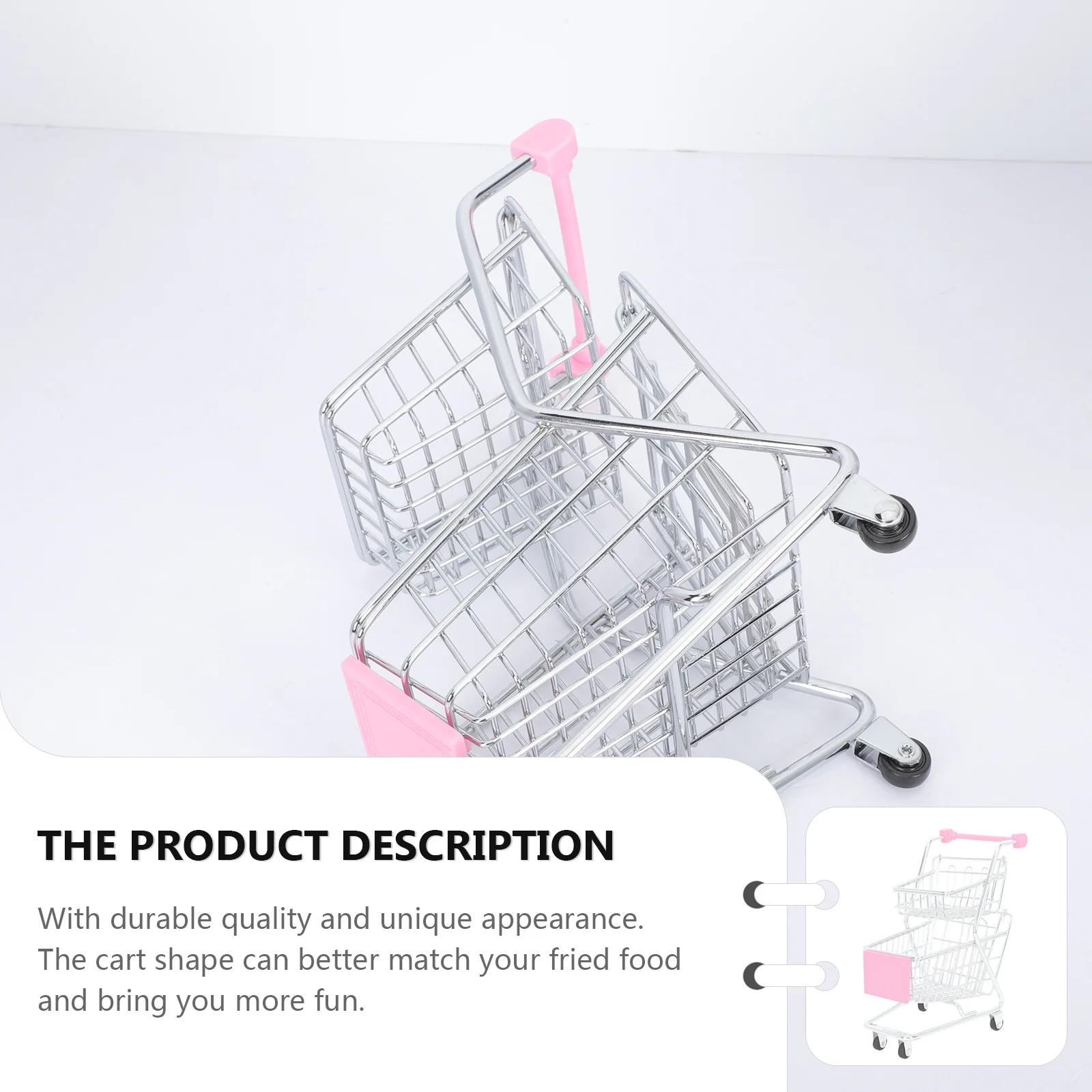 

Mini Shopping Cart Double Layer Fried Food Basket Hotel Snack Serving Holder Storage Basket For Makeup Perfume Decorative