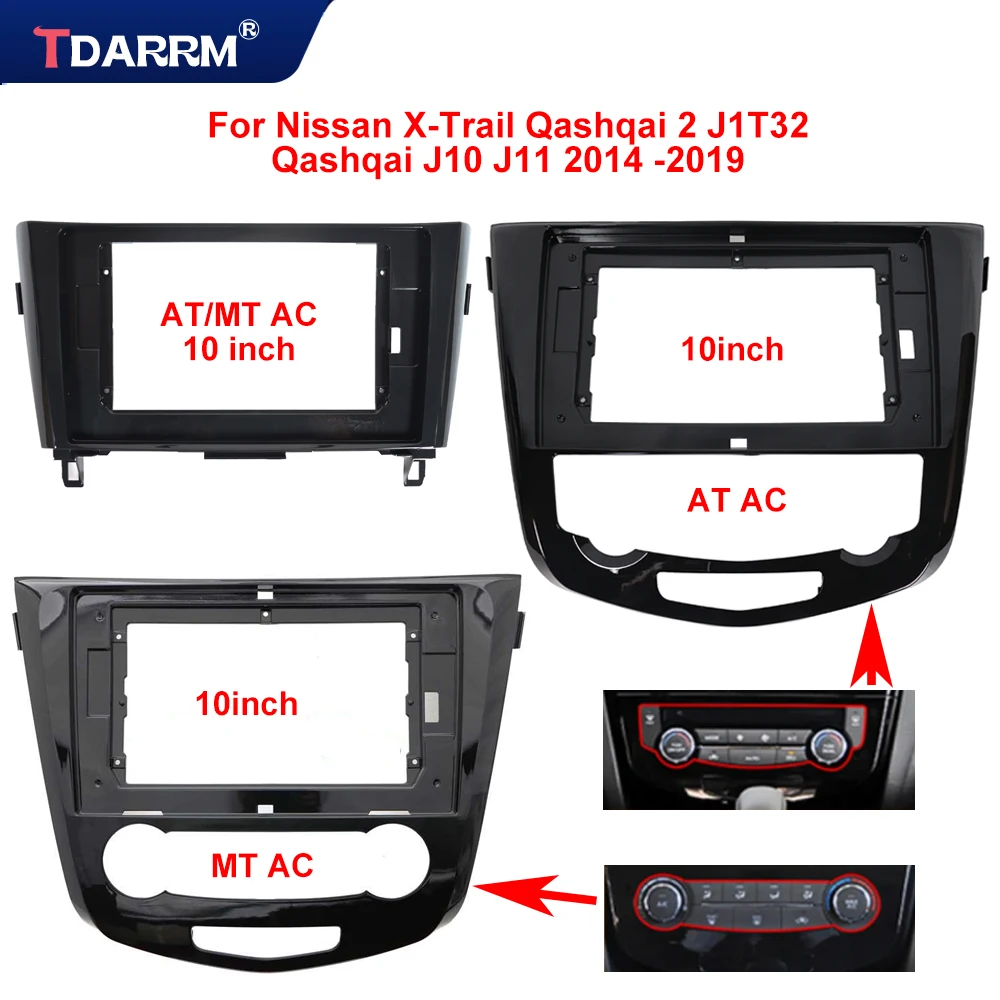 10.1 inch Car Fascia For NISSAN 2014 QASHQAI 2014/X-TRAIL 2 Din Car Dvd Frame Audio Fitting Radio Head Unit Panel Kit