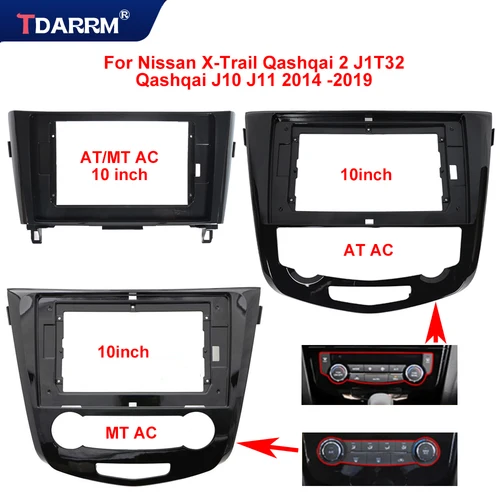Fascia de coche de 10,1 pulgadas para NISSAN 2014 QASHQAI 2014/X-TRAIL 2 Din marco de Dvd de coche montaje de Audio Kit de Panel de unidad principal de Radio