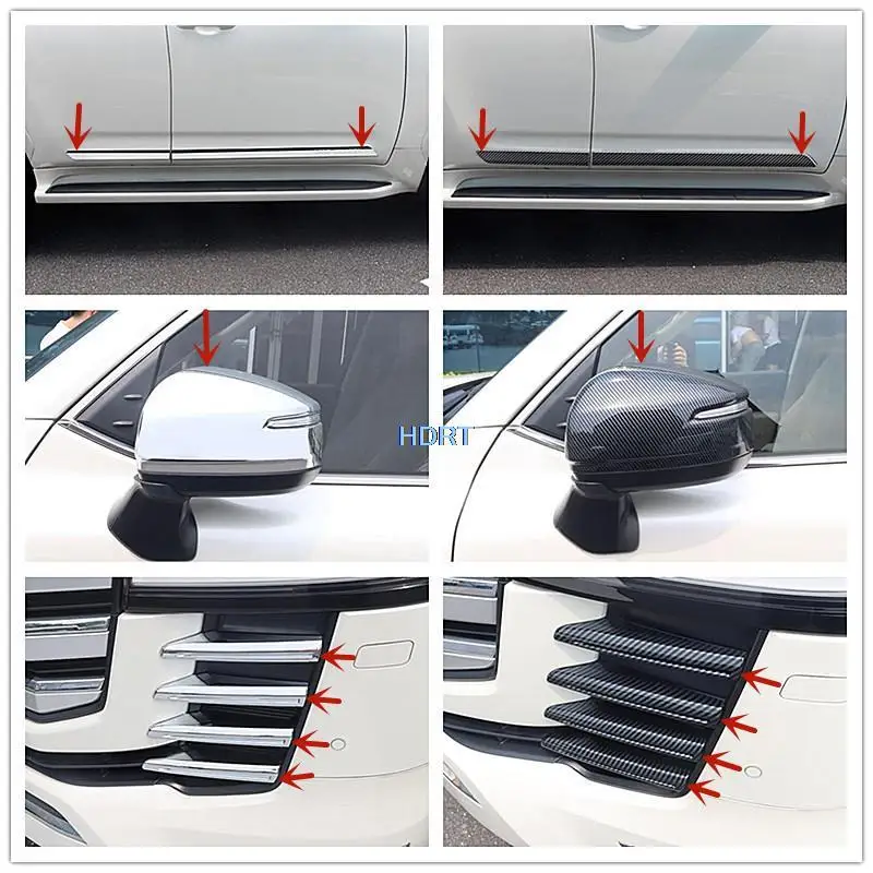 Car Styling Front Fog Light Lamp Eyebrow Rear View Mirror Body Molding Door Edge Strip For Toyota Land Cruiser 300 LC300 2023 +