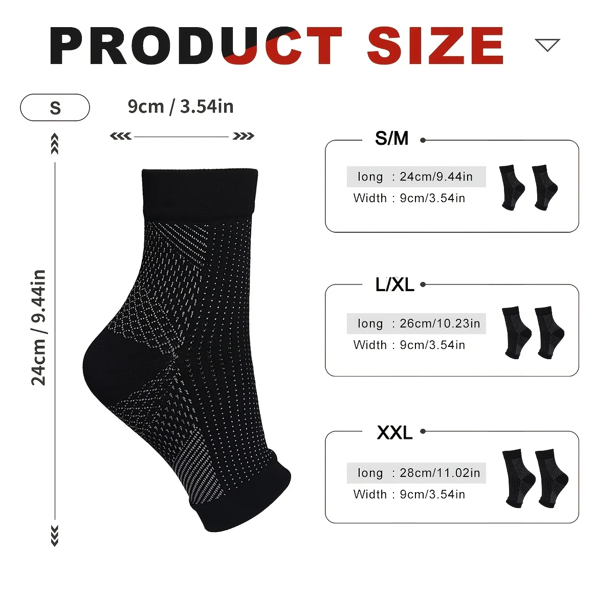 Ankle Support Socks Breathable Plantar Fasciitis Swelling Relief Compression Toeless Socks Women Men Elastic Running Socks view 5