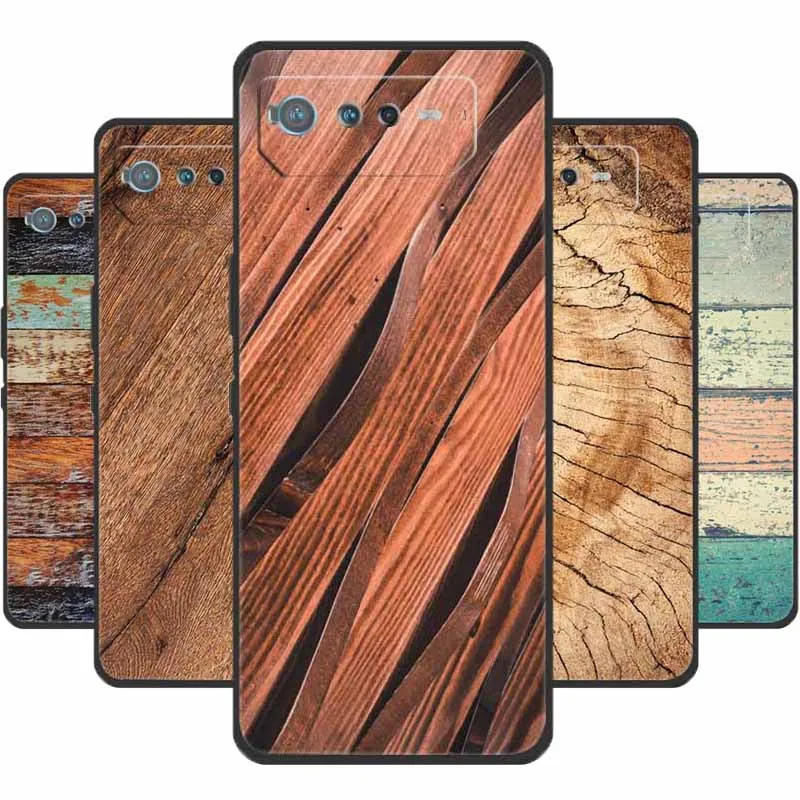 Soft Fashion Cover for Asus Rog Phone 6D Case Silicone Wooden Pattern TPU Back Cases for Asus Rog Phone6D Cover Cool Phone Shell