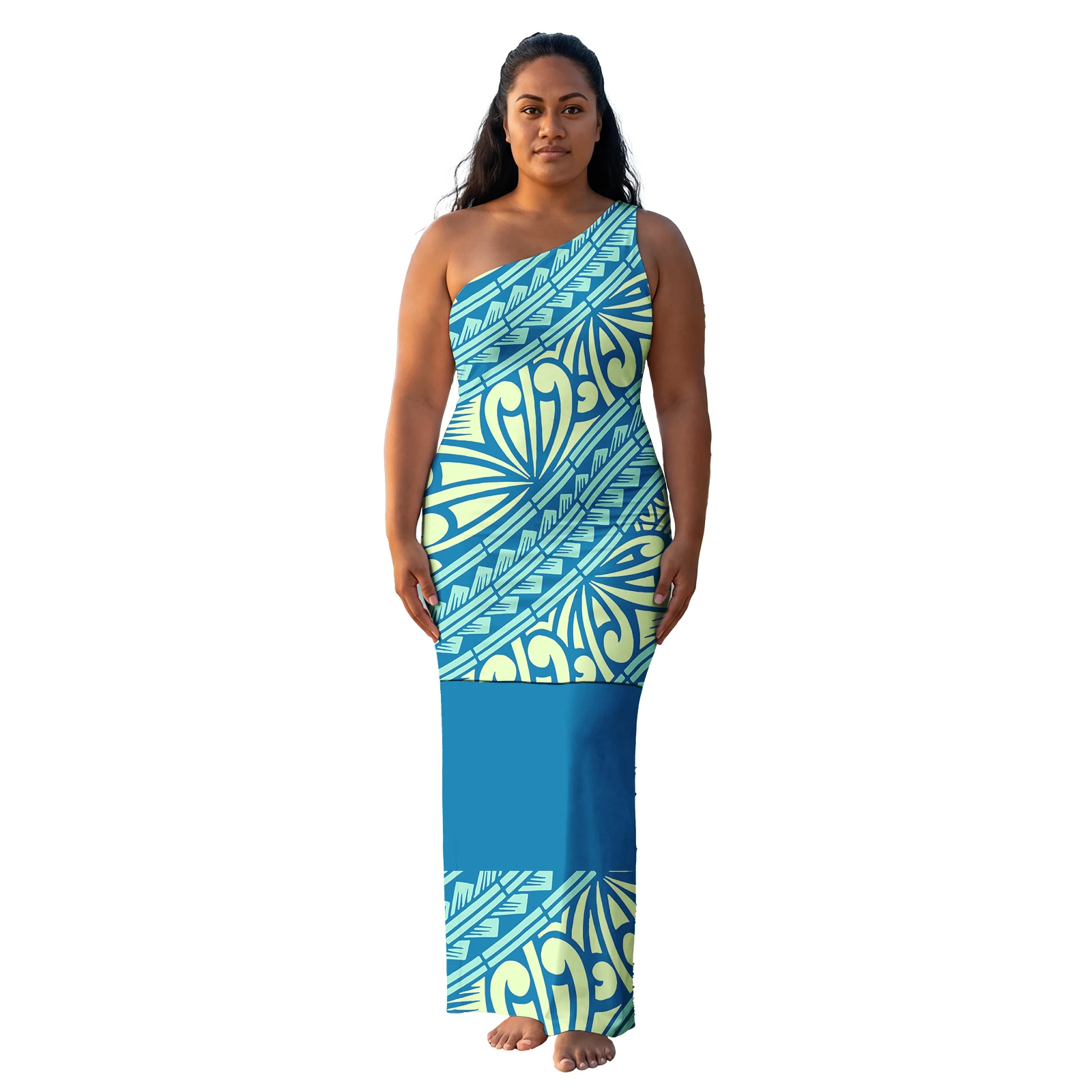 Custom Clothes Women Samoan Puletasi New Arrivals Polynesian Tribal Prom Puletasi Dress Hawaiian Print Beach Dress for Ladies
