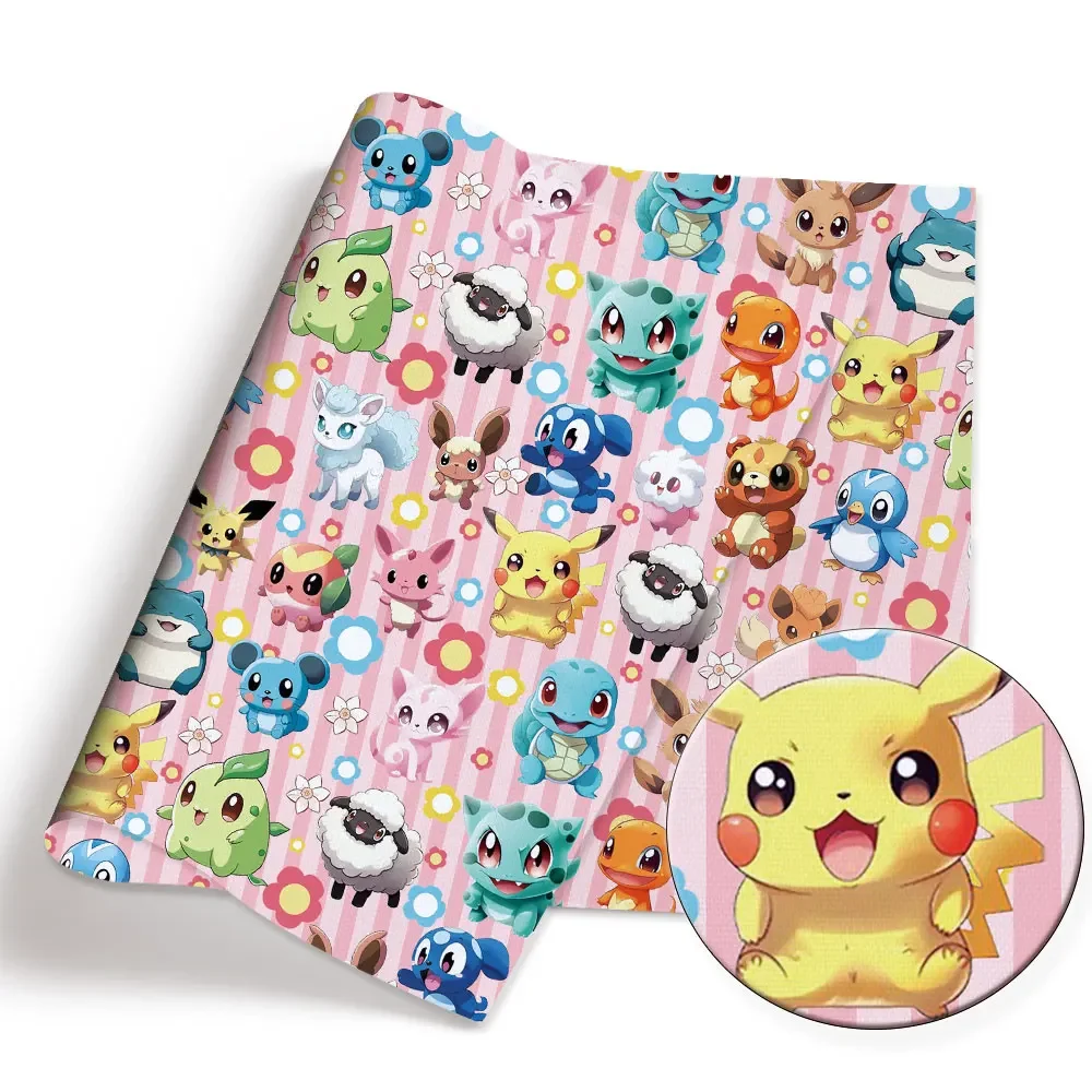 Pokemon Cartoon Fabric140*50cm Handmade Sewing Patchwork Quilting Baby Dress Home Sheet Printed Fabric Fabric Sewing Kids