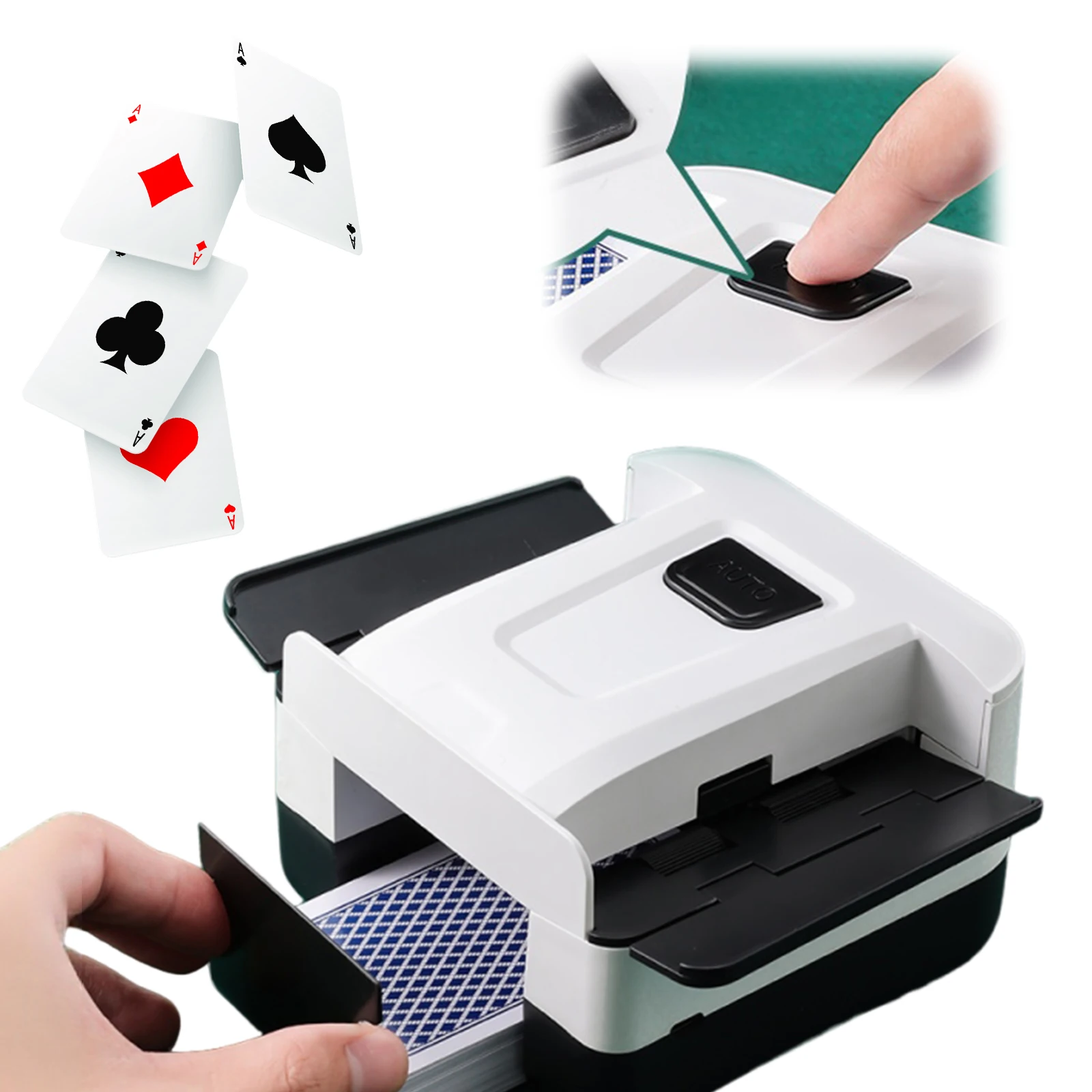 

Automatic Card Shuffler 1-2 Decks Electric Playing Shuffler Machine Rechargeable Low Noise for Poker Texas Blackjack Skip-Bo Bridge Phase 10 (Black)