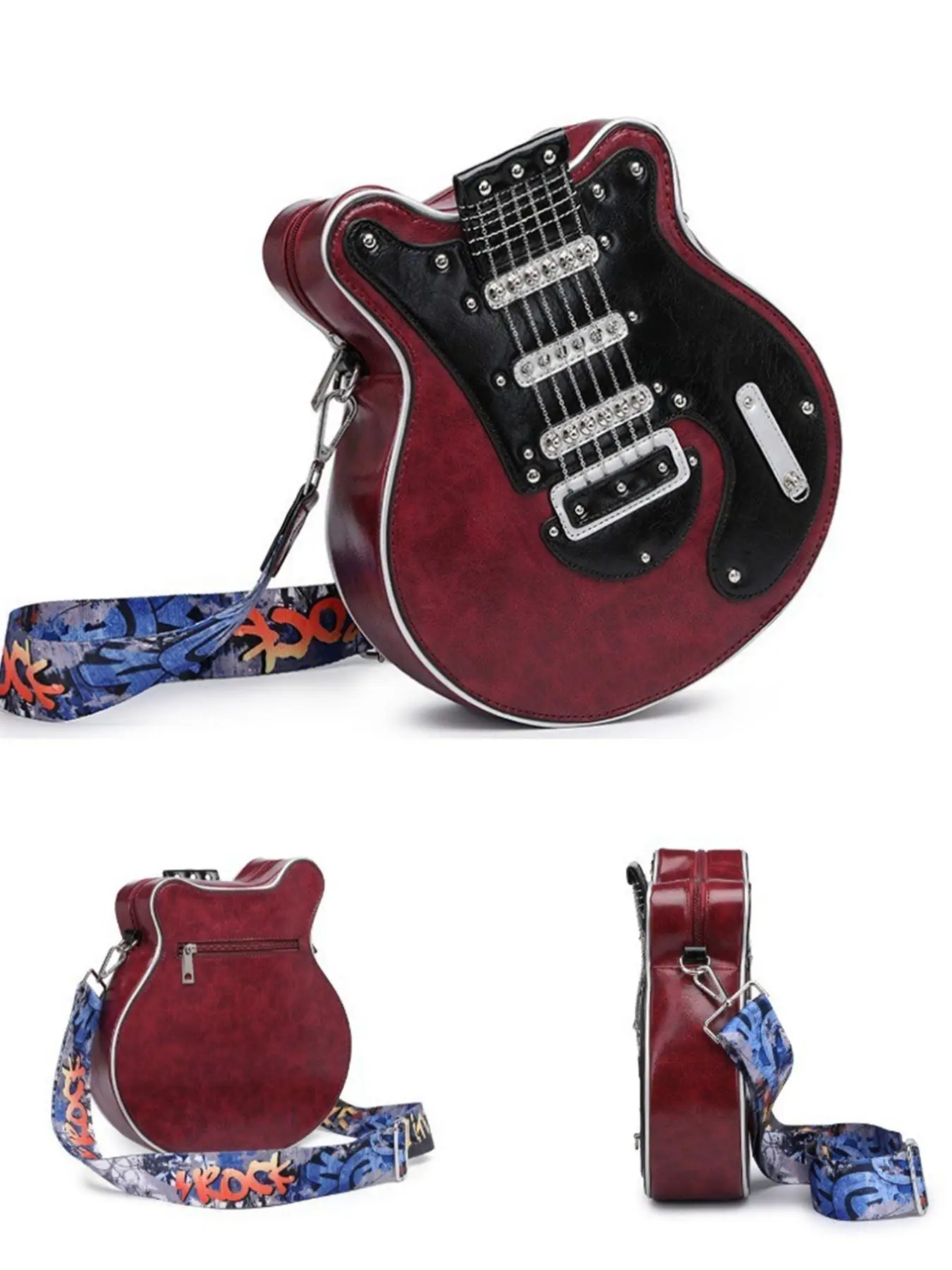 حقيبة كروس نسائية أمريكية عصرية، حقيبة جيتار ريترو، حقيبة روك جيرل باس، مناسبة للتجمعات في سن المراهقة واستخدام السفر #4