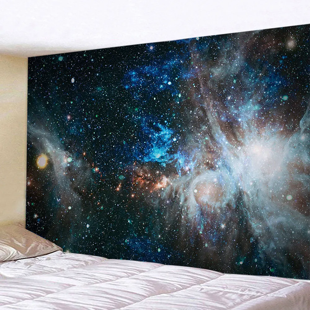 Tapiz de pared con estampado psicodélico, manta de tela fina, esterilla de Yoga, universo estrellado, Galaxia grande