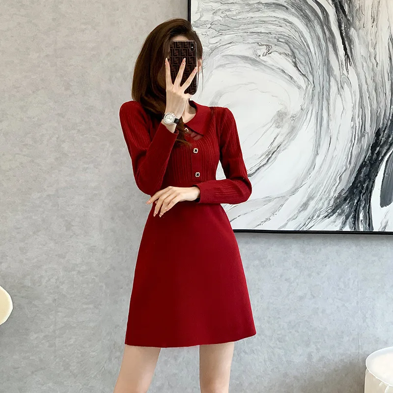 Autumn Women\'s Long Sleeved Dress High Quality Fashion Casual Commuter Knitted Dresses