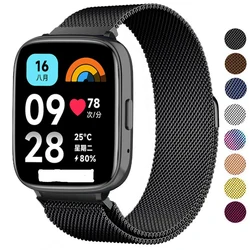 Correa de acero para reloj inteligente, pulsera milanesa para Xiaomi Redmi Watch 3 Lite