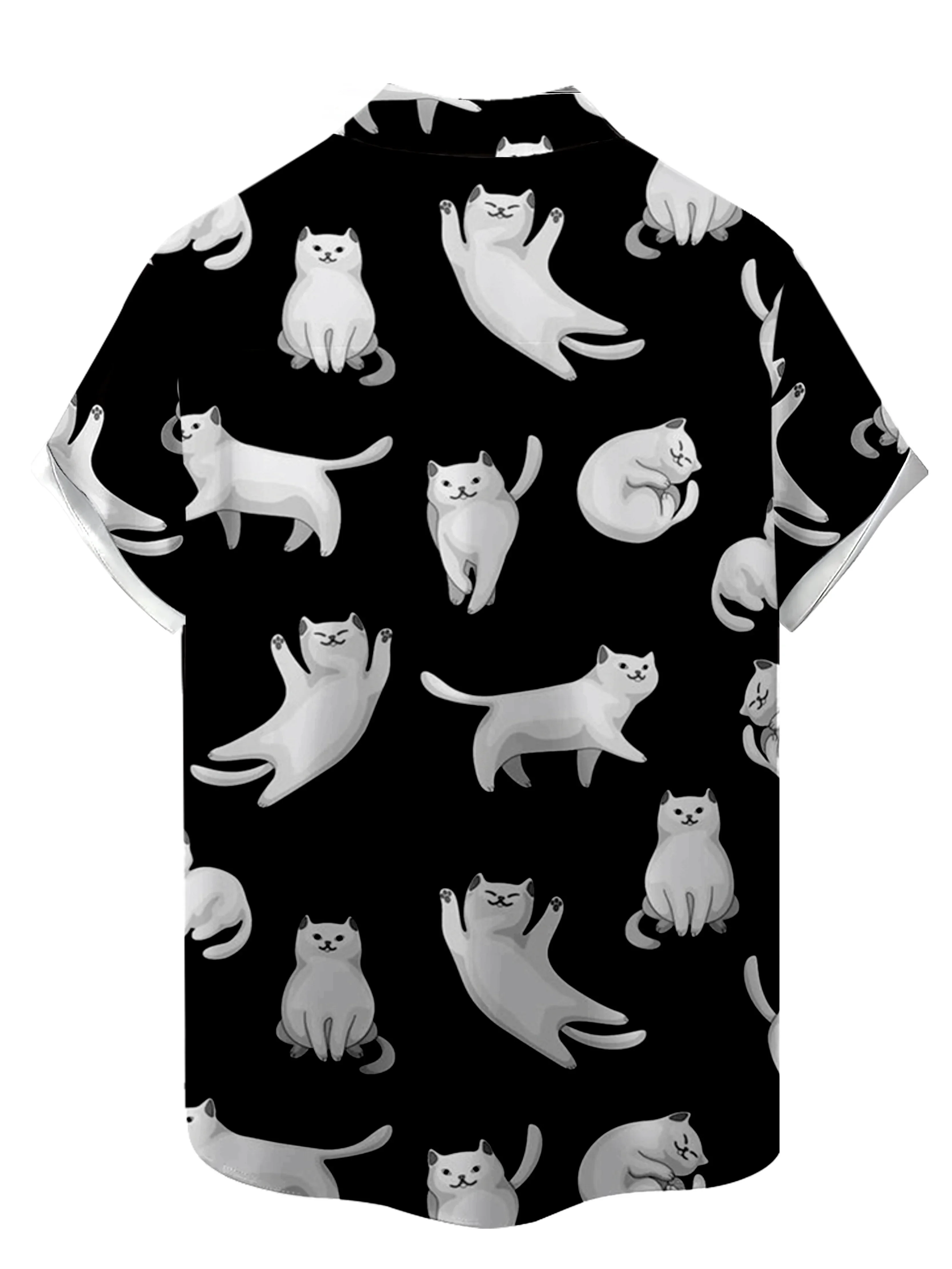 206 Hawaiian Flower Shirt Men's Summer Thin Loose Short Sleeve 3D Digital Printed Cat Pattern Street Personalized Shirt