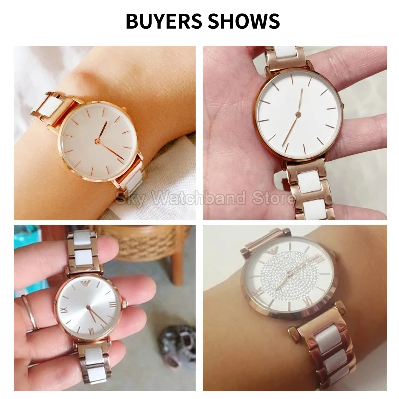 For TianWang CK Armani EBOHR Casio FLYTA Series Exquisite Stainless Steel and Ceramic Bracelet 12 ~22mm Watch Strap Waterproof