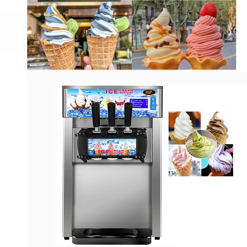 1200W Ice Cream Machine Desktop Soft Ice Cream Machine 3 Flavors Of Ice Cream Making Machine