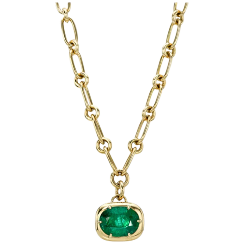 MUSHAN Bespoke Jewelry 925 Sterling Silver Necklace Lab Grown Emerald Ruby Sapphire Pendant Necklace for Women 18K Gold Plated view 6