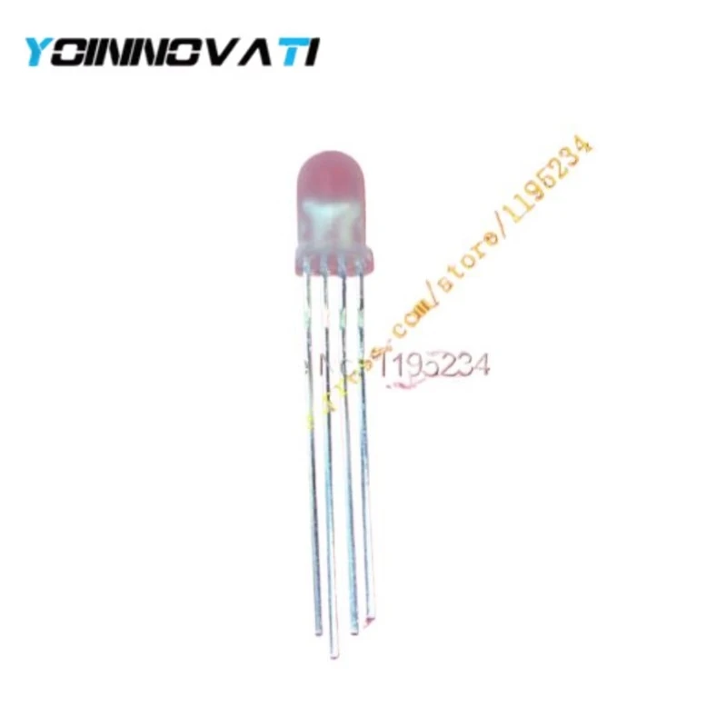 100pieces 5mm RGB LED Common Cathode Tri-Color Emitting Diodes f5 RGB Diffused