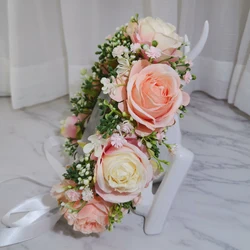 Big Rose Flower Crown Headbands Women Hair Accessories Wedding Head Wear Crown Headband Hat Decoration Girls Floral Garlands