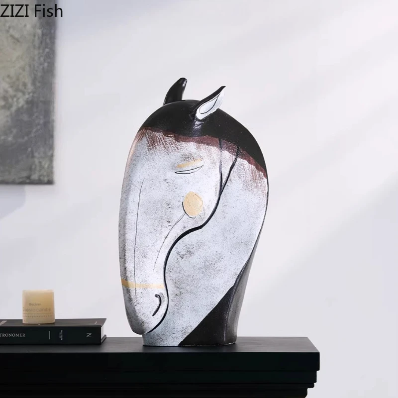 Horse Figurine Animal Ornament Art Sculpture Desktop Statue Model Housewarming Opening Gift Decoration Crafts Miniatures