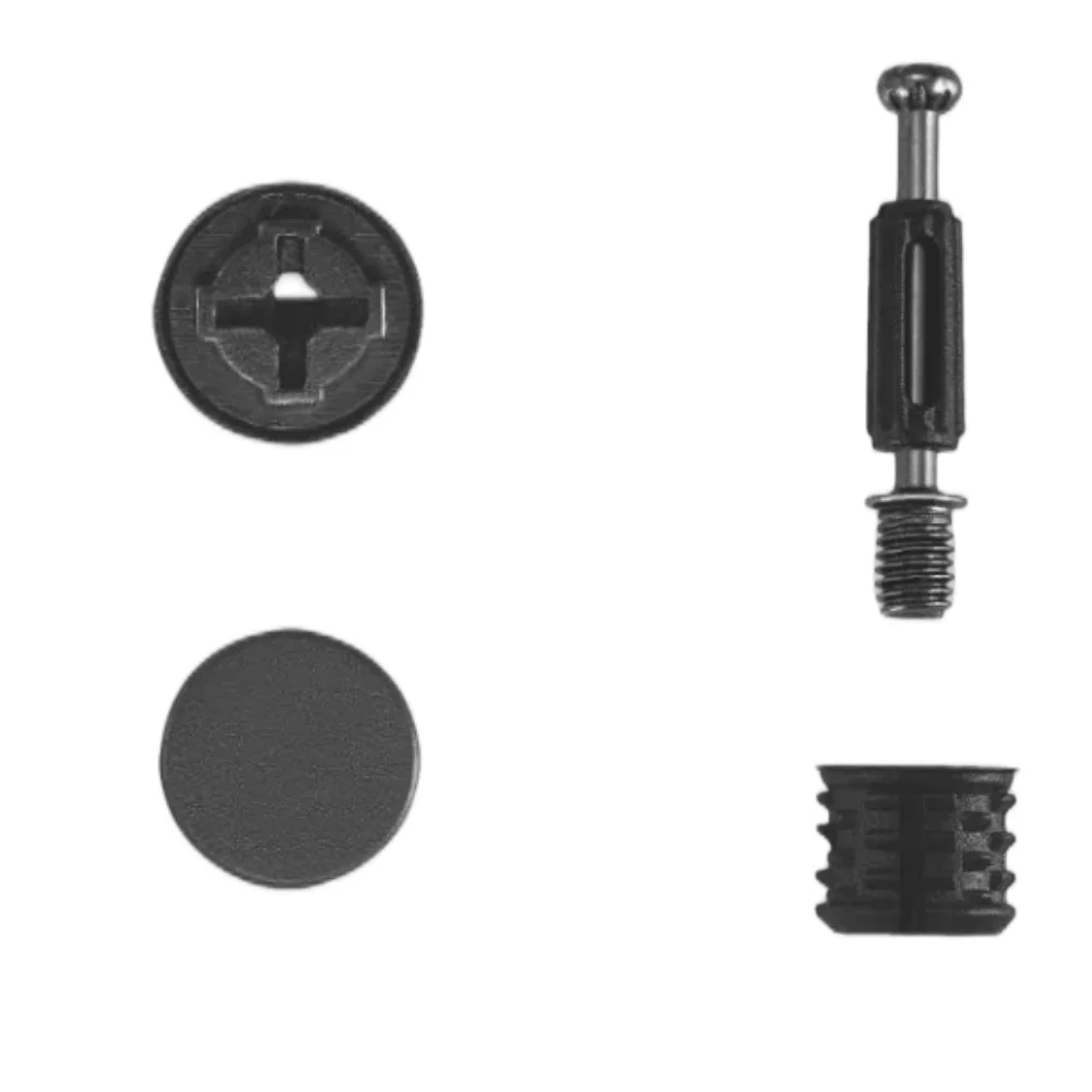 Three-In-One Eccentric Wheel Furniture Side Connectors Cam Fitting Dowel Set Screw Pre-inserted Nut Dowels Connecting Assembly